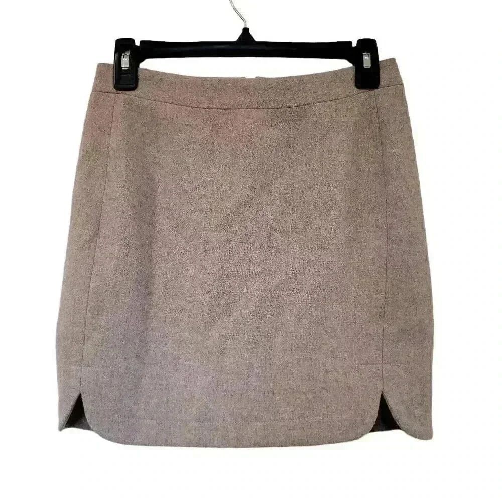 J. Crew Women's Oatmeal Wool/Viscose Lined Straight Pencil Mini Skirt